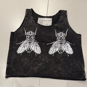 Black Acid Washed Graphic Tank Top